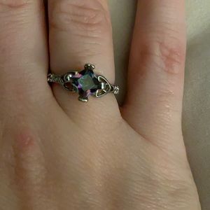 Mystic fire topaz ring